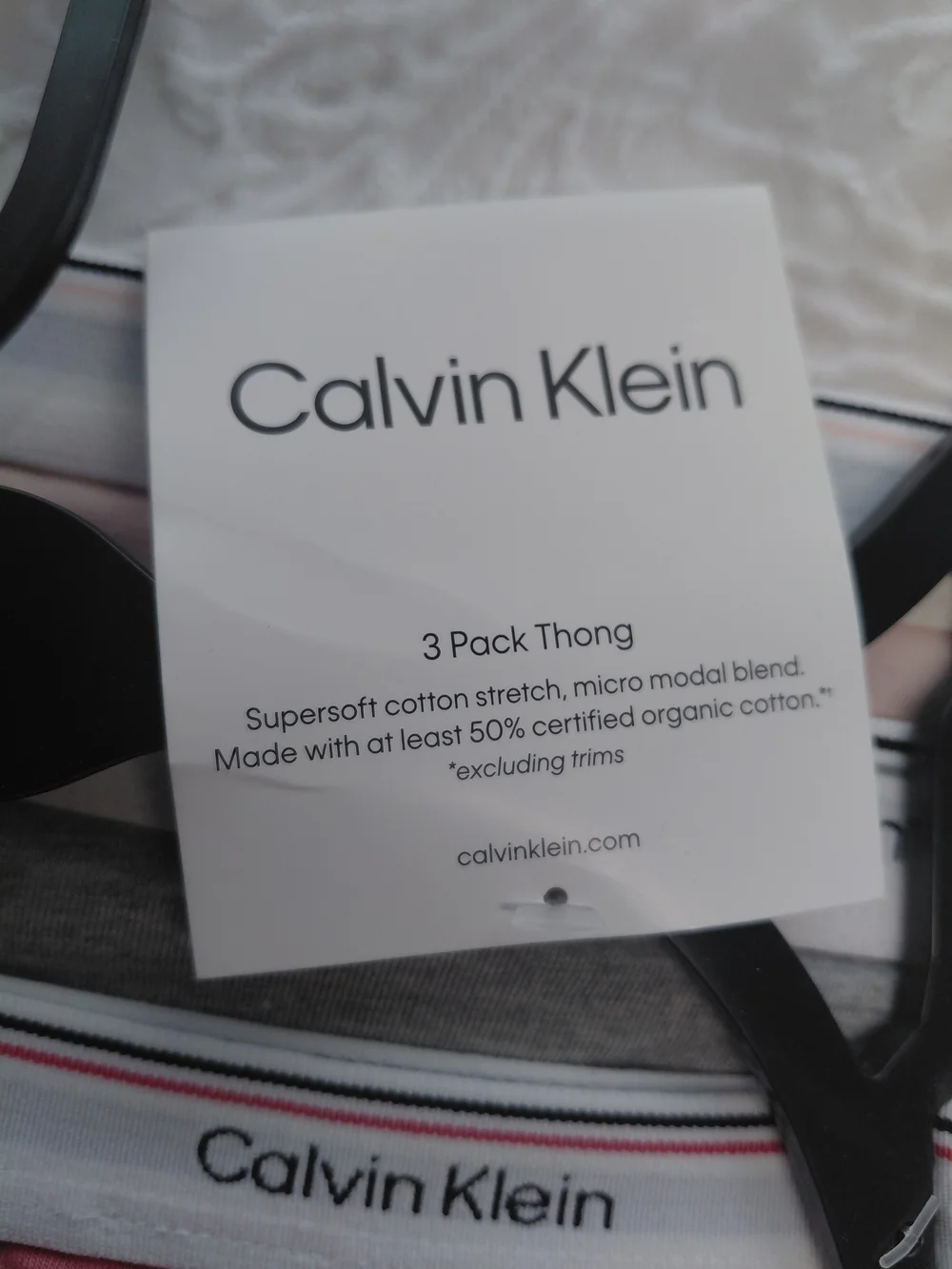 Calvin Klein Pink, Gray & Light Pink Cotton Thong 3 Set Sz L